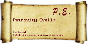 Petrovity Evelin névjegykártya